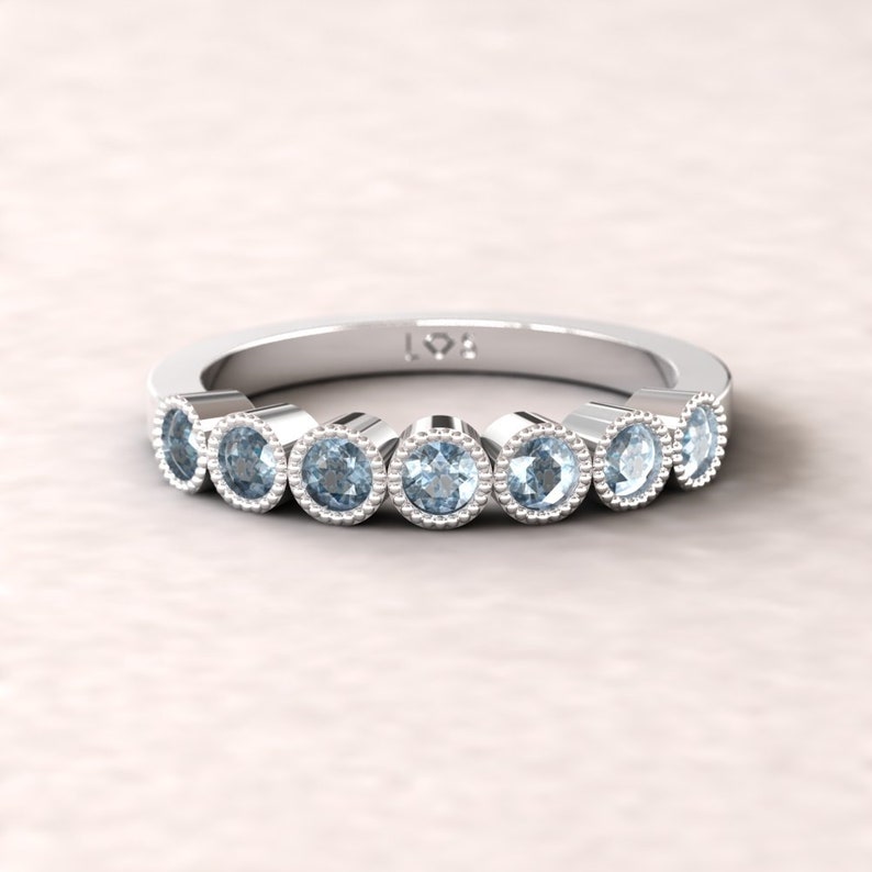 7 Stone Band with Metal and 2.5mm Birthstones of Choice LS5362 By Laurie Sarah Birthstone Bubble Band