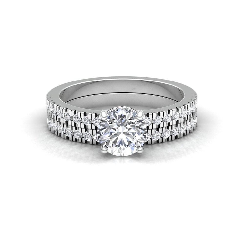 〚DIAMOND WEDDING〛No.36／Limited Edition80 Lab Grown Diamond Ring Bridal Set With Half Eternity Diamond Band