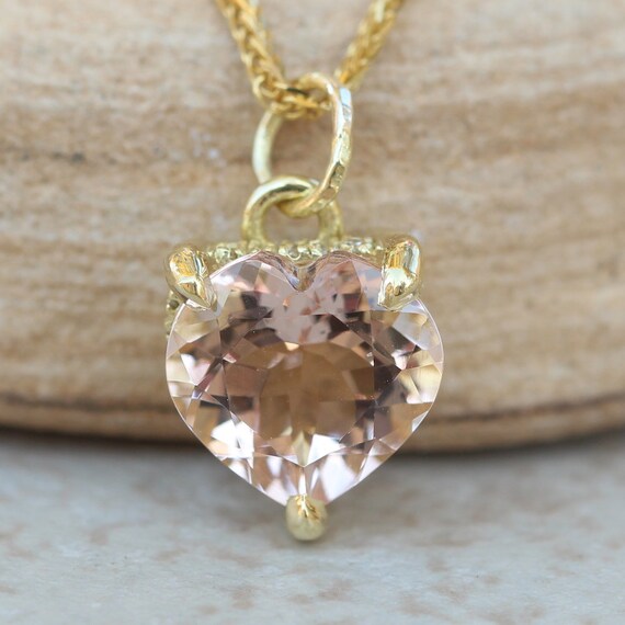 10mm Heart Morganite Pendant Necklace 
