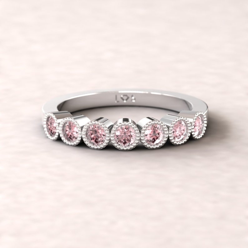 7 Stone Band with Metal and 2.5mm Birthstones of Choice LS5362 By Laurie Sarah Birthstone Bubble Band