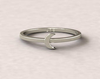 Crescent Moon Charm Ring, Love Her to the Moon and Back, Lifetime Care Plan Included LS5278