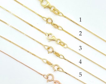 Solid Gold Box Chains in 14k and 18k Yellow Gold and 14k Rose Gold, 16", 18" - LS6093