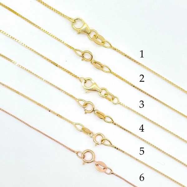 Solid Gold Box Chains in 14k and 18k Yellow Gold and 14k Rose Gold, 16", 18" - LS6093