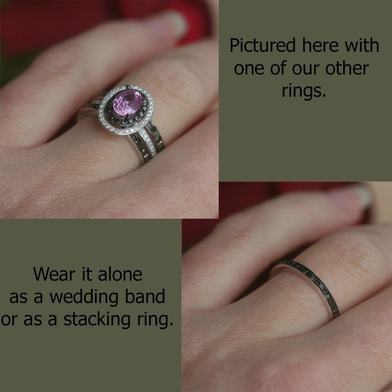 Black Diamond Half Eternity Pave set Band Use as your Etsy