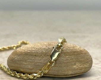 Diamond Cut Rope Bracelet, solid 14k Gold with Secure Lobster Clasp, Lifetime Care Plan Included, Solid Gold - LS7086