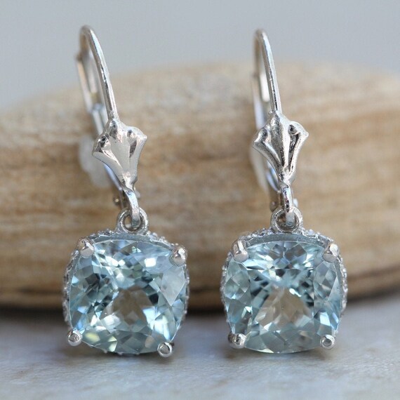 Square aquamarine hotsell earrings