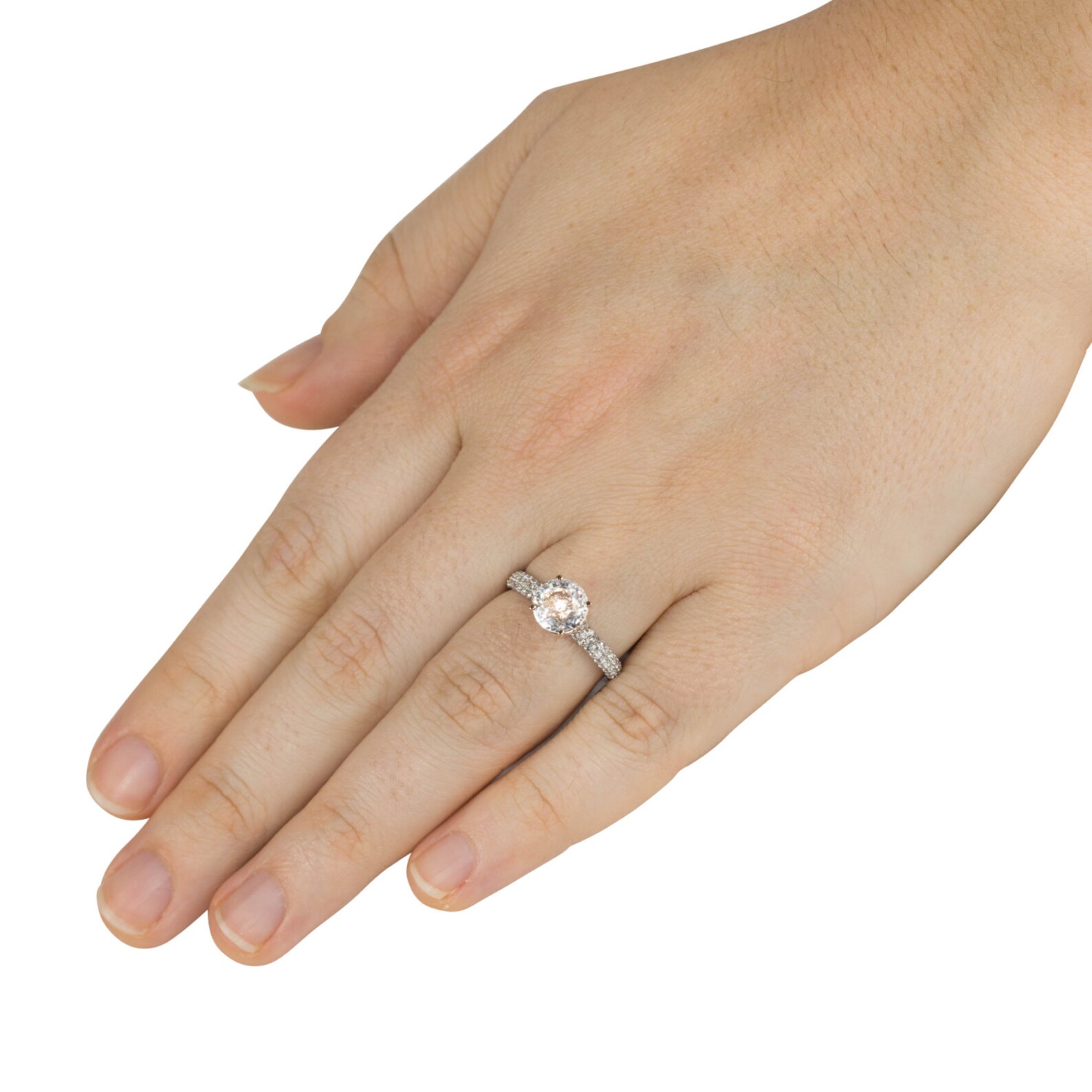 White Sapphire Engagement Ring with High Profile Rose Gold Etsy