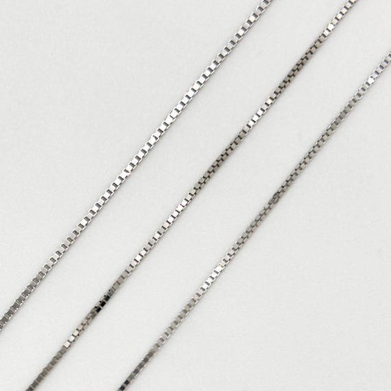 14k White Gold Box Chain, 14 16 18 20 22 24 26 28 30 Inch Lengths