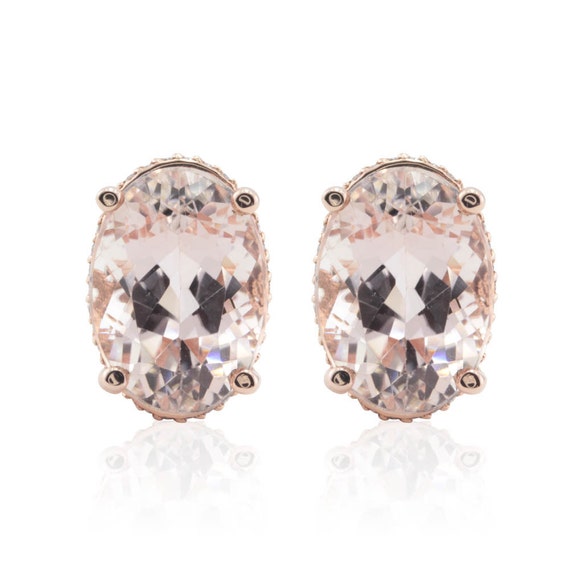 Oval morganite earrings sale