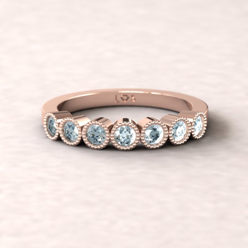 7 Stone Band with Metal and 2.5mm Birthstones of Choice LS5362 By Laurie Sarah Birthstone Bubble Band