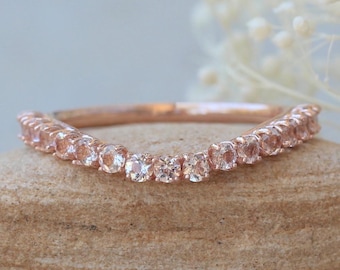 Morganite Contour Wedding Band to Fit Your Lily Petal Engagement Ring, Lifetime Care Plan Included, Genuine Gem LS6082