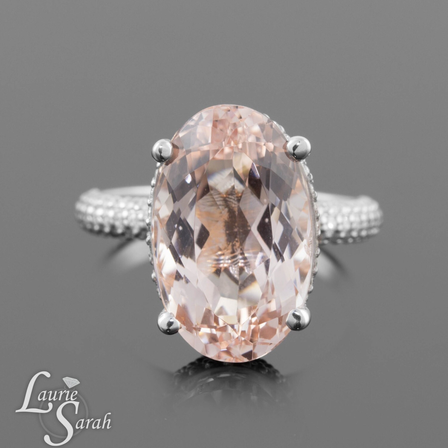 Morganite Ring Morganite Engagement Ring Diamond Halo | Etsy