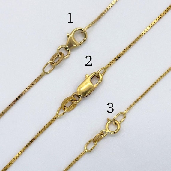 14k Yellow Gold Box Chain, 14 16 18 20 22 24 26 28 30 “ Lengths