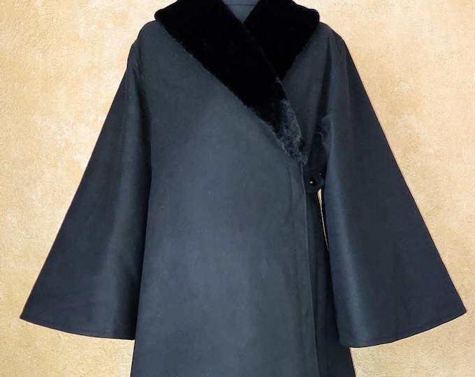 Winter cassock. Cashmere. Upper winter cassock Slavic style. Orthodox cassock. A winter cassock for a priest. Color black.
