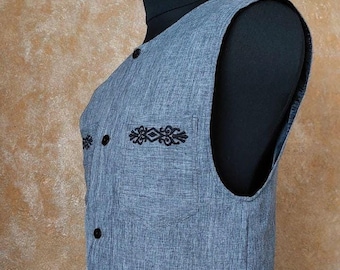 Demiseasonal vest for the priest. Fabric linen-gabardine. Embroidery "Rhombus". 4 pockets. Church clothes. Embroidered church clothes.