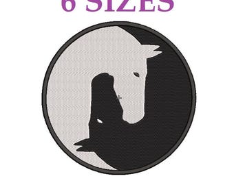 Embroidery files "Horses". Yin and Yang. Embroidered applique. Machine embroidery designs steed, course. Equestrian embroidery patterns.