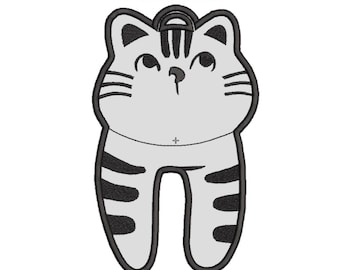 Embroidery files "Cat". Applique for labels. Bag tag. Blank template for a name tag. Machine Embroidery cat for hang tag.