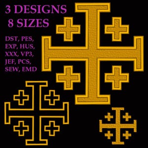 Embroidery files "Jerusalem Cross". Pilgrim's Cross. Crusader Cross. Religious embroidery design. Cross Machine embroidery designs.