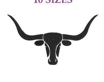 Embroidery files "Longhorn". Machine embroidery designs Bull - Long horn. Cow brute embroidery patterns. Livestock.