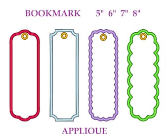 Embroidery files "Bookmark". Applique. Set of rectangular bookmarks. Machine Embroidery bookmark tag. Blank template for a name bag tag.