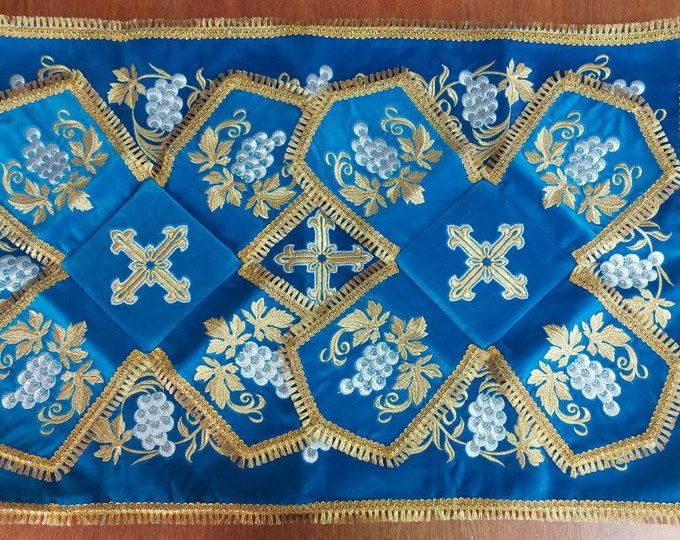 Church chalice covers. Natural velvet. Metallized thread. Item is ready to be shipped. Embroidered Orthodox covers for bowls.