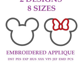 Embroidery files “Mickey and Minnie”. EMBROIDERED APPLIQUE Mouse Head. Mickey Mouse. Embroidery designs for kids. Cartoon embroidery files.