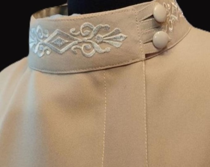 Outer cassock Slavic style made of gabardine with embroidery “Rhombus” on the collar. Orthodox cassock. Upper robe. Upper cassock.