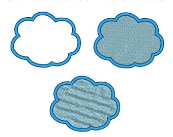 Embroidery files "Cloud". Application. Circular border. Filling and stitching with "Tatami" stitch. Frame. Machine embroidery designs.