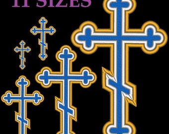 Embroidery files "Orthodox Cross" 11 sizes. Orthodox Church embroidery patterns. Machine embroidery designs. Cross embroidery designs.