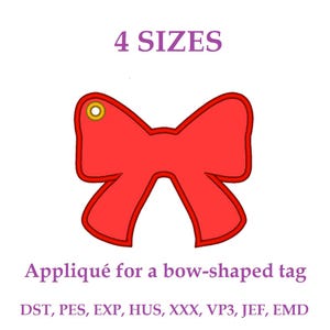 Embroidery files "Bow". Applique Bow for labels. Blank template for a name tag. Embroidered Bag Tag. Machine Embroidery Bow-knot on hang tag