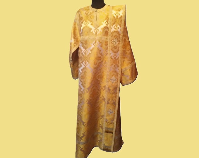 Deacon's vestment. Subdeacon investments. Deacon's sticharion. Vestments for deacon. Church clothing. Sticharion, orar and armbands (cuffs).