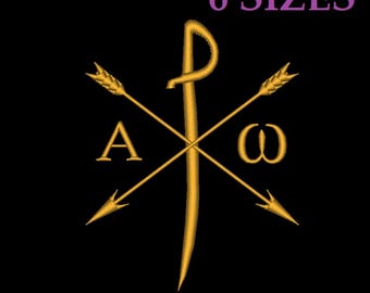 Embroidery files "PX". Monogramma Christi. Alpha and Omega. Christogram. Machine embroidery designs. Religious embroidery.