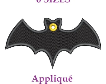 Embroidery files "Bat". Applique Bat for labels. Blank template for a name tag. Embroidered Bag Tag. Machine Embroidery Bat on hang tag.