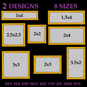Embroidery files "Rectangular". 3 Square and 5 rectangular borders. Rectangular embroidery frame. Embroidery design in the form of a frame.