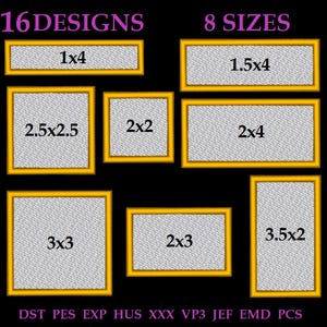 Embroidery files "Rectangular". 3 Square and 5 rectangular borders. Rectangular embroidery frame. Embroidery design in the form of a frame.