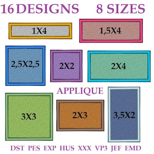 Fichiers de broderie « Cadres pour écussons ». Écusson brodé pour uniformes tactiques ou militaires. Appliqué. 3 bordures carrées et 5 bordures rectangulaires.