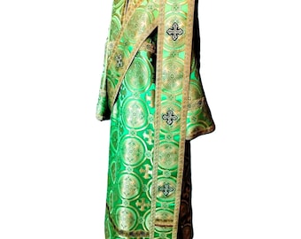 Protodeacon's vestments. Sticharion, double orar and armbands (cuffs). Deacon's sticharion. Vestments for deacon. Church clothing.
