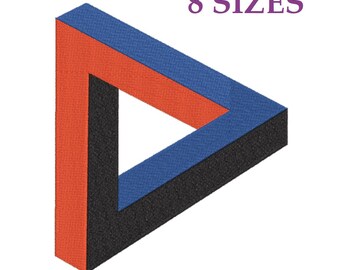 Embroidery files "Optical illusion". Penrose triangle. Machine embroidery designs of visual illusion, impossible figure, virtual image.
