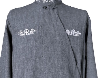 Anteri. Inner cassock robes of linen-gabardine. Embroidery “Flowers”. Odessa style - Slavic with Greek collar. Or other embroidery patterns.