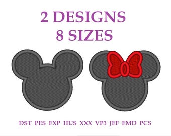 Embroidery files “Mickey and Minnie”. Embroidered Applique. Mouse Head. Mickey Mouse. Embroidery designs for kids. Cartoon embroidery files