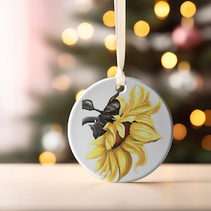 Sonnenblume Ornament, Weihnachten Sonnenblume Dekor, Weihnachtsgeschenk, Blume Weihnachtsbaum Dekor, gelbe Blumenverzierung
