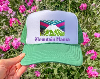 Mountain Mama Trucker Hat, Mountaineering Mama Hat, Mountaineering Mom Gift, Gifts for Adventurous Mom, Adventurous Mom Mother&#39;s Day