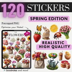 120 REALISTIC & HIGH QUALITY spring Stickers, GoodNotes Sticker, digital stickers, sticky notes, Frühling Sticker, digital download, Spring