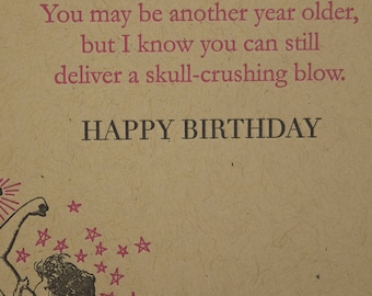Girl Fight - letterpress birthday card