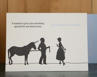 Unicorn - letterpress anniversary card