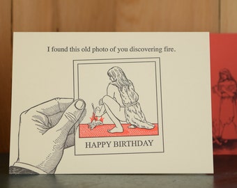 Fire Birthday - letterpress birthday card