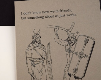 Warrior Friends - letterpress friendship card