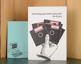 Floppy Disk - letterpress birthday card