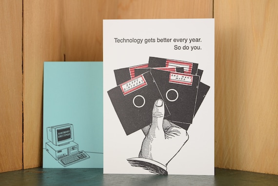 Floppy Disk - letterpress birthday card