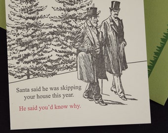 Santa Snub - letterpress holiday card